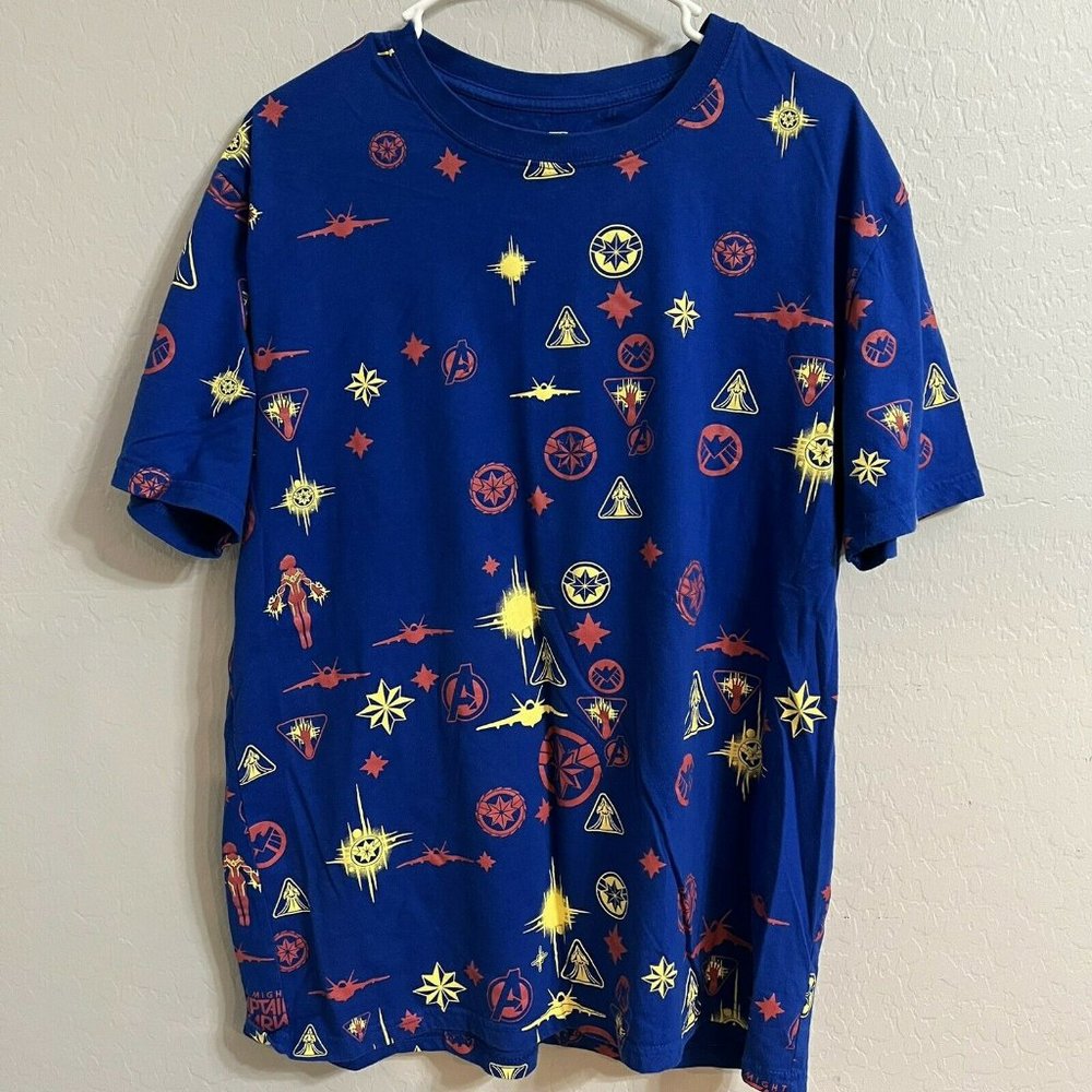 Marvel Captain Marvel Blue Graphic T Shirt  Size XL